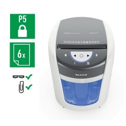 Niszczarka Leitz IQ OptiMax Home Office 225, 15l, P5, 6 kartek, Automatyczny Start/Stop, Funkcja cofania, Obrotowy pojemnik -