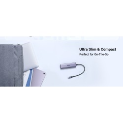 Ugreen Wielofunkcyjny HUB 5w1 USB-C - HDMI 1.4 / 3 x USB-A / USB-C PD 100W CM511 - szary