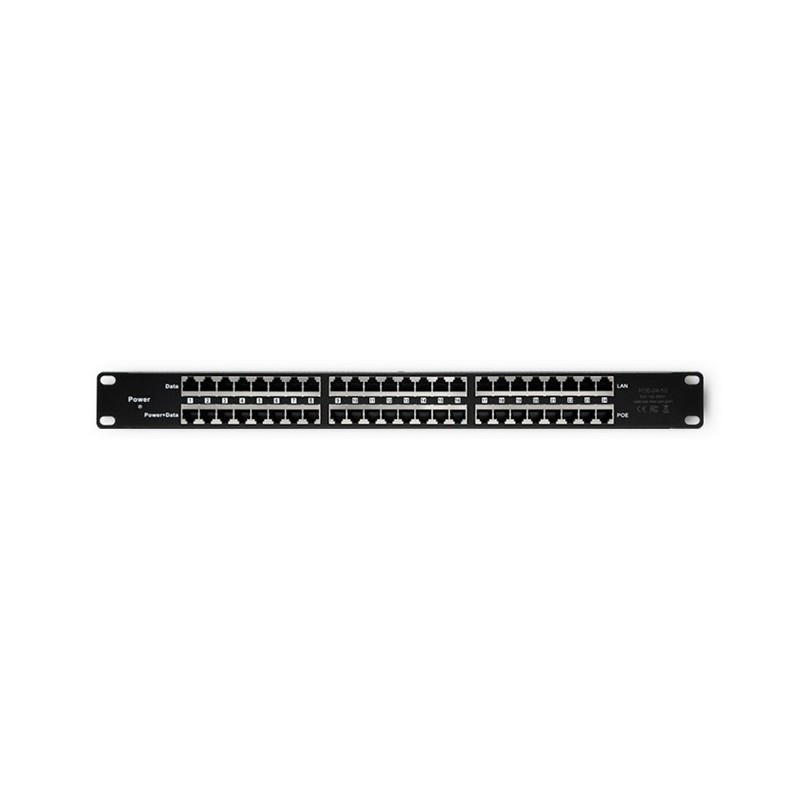 Qoltec Patch panel RACK| 48V | 24 porty | Passive PoE Injector | Czarny