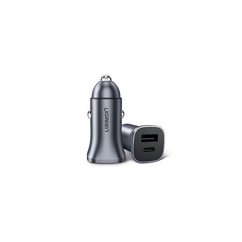 Ugreen ładowarka samochodowa USB Typ C / USB 24W Power Delivery Quick Charge szary (30780) Ugreen ładowarka samochodowa USB Typ C / USB 24W Power Delivery Quick Charge szary (30780)