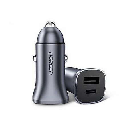 Ugreen ładowarka samochodowa USB Typ C / USB 24W Power Delivery Quick Charge szary (30780)