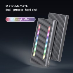 Qoltec 52272 Obudowa | kieszeń na dysk M.2 SSD | SATA | NVMe | RGB LED | USB-C | 4TB