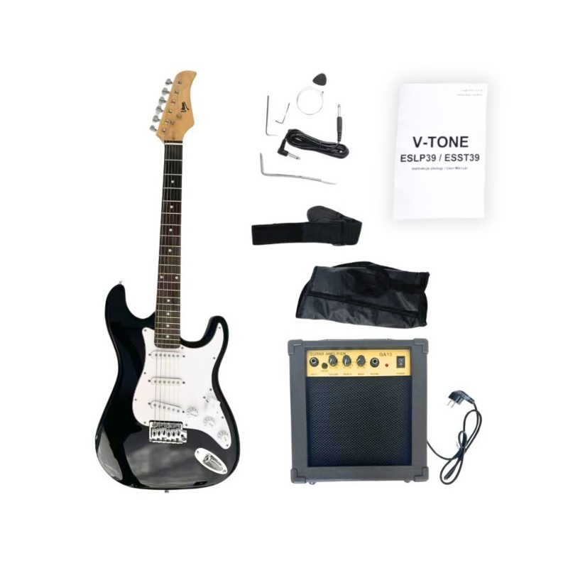 Gitara elektryczna V-TONE ESST39 BK 4/4 stratocaster