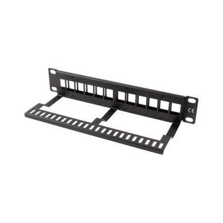 LANBERG PATCH PANEL PUSTY 12 PORT 1U 10" Z ORGANIZEREM DO MODUŁÓW KEYSTONE CZARNY PPKS-9112-B