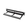 LANBERG PATCH PANEL PUSTY 12 PORT 1U 10" Z ORGANIZEREM DO MODUŁÓW KEYSTONE CZARNY PPKS-9112-B