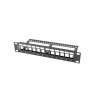 LANBERG PATCH PANEL PUSTY 12 PORT 1U 10" Z ORGANIZEREM DO MODUŁÓW KEYSTONE CZARNY PPKS-9112-B