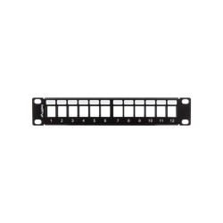 LANBERG PATCH PANEL PUSTY 12 PORT 1U 10" Z ORGANIZEREM DO MODUŁÓW KEYSTONE CZARNY PPKS-9112-B