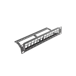 LANBERG PATCH PANEL PUSTY 12 PORT 1U 10" Z ORGANIZEREM DO MODUŁÓW KEYSTONE CZARNY PPKS-9112-B