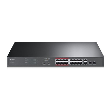Switch PoE TP-LINK TL-SL1218MP (16x 10/100Mbps, 2x 10/100/1000Mbps) , Przełącznik niezarządzalny PoE, 16 portów 10/100 Mb/s, 2