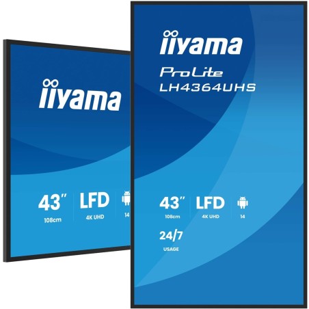Płaski ekran iiyama LH4364UHS-B1AG 43 cale LCD UHD - 109,2 cm