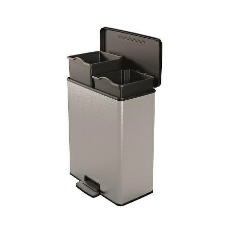 CURVER KOSZ NA ŚMIECI Z PEDAŁEM 26L+26L /IML METALIZOWANY