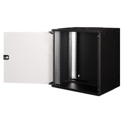 Szafa sieciowa wisząca 19" 12U, SOHO PRO 595 x 540 x 400 mm, drzwi szyba, czarny, niezłożona, 60kg