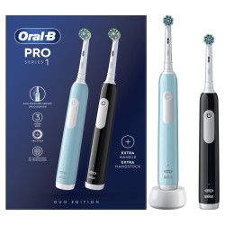 Oral-B Pro 1 PRO1CRSDUO szczoteczka elektryczna Dorosły Obrotowo-pulsacyjna szczoteczka do zębów Czarny, Turkusowy, Biały