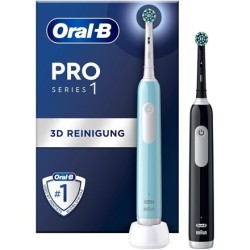 Oral-B Pro 1 PRO1CRSDUO szczoteczka elektryczna Dorosły Obrotowo-pulsacyjna szczoteczka do zębów Czarny, Turkusowy, Biały