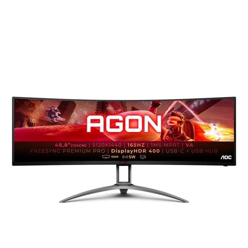 AOC B2 AG493UCX2 monitor komputerowy 124 cm (48.8") 5120 x 1440 px Quad HD LED Czarny