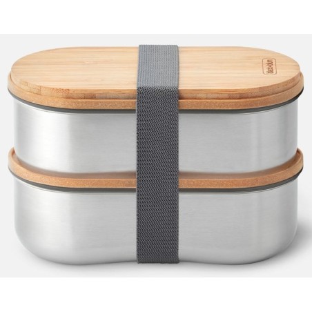 BB-Zestaw 2 lunch boxów stalowych, szary