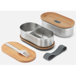 BB-Zestaw 2 lunch boxów stalowych, szary