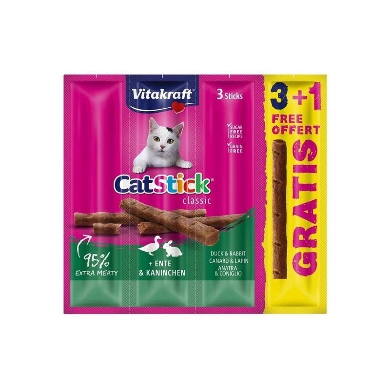 VITAKRAFT CAT STICK MINI królik/kaczka 3+1 szt