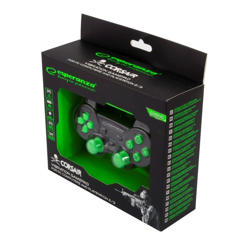 ESPERANZA GAMEPAD PC/PS3/PS2 USB CORSAIR CZARNO/ZIELONY EGG106G