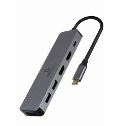 GEMBIRD MULTI ADAPTER USB TYP-C 3W1 SREBRNY HUB USB, HDMI, PD (100W)