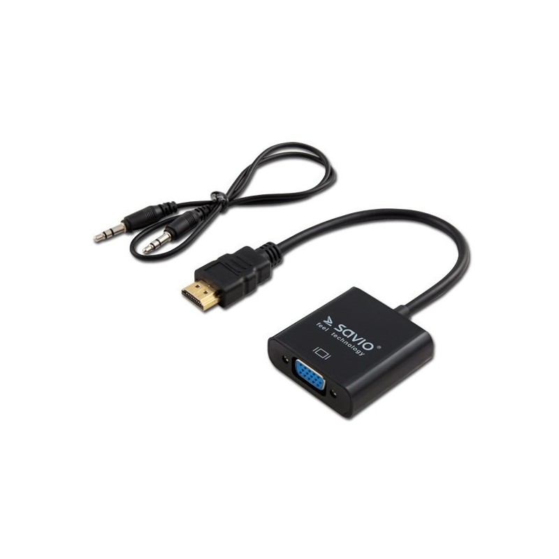 Adapter SAVIO CL-23/B (HDMI M - D-Sub (VGA) F 0,20m kolor czarny)