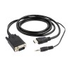 Adapter GEMBIRD A-HDMI-VGA-03-6 (HDMI M - D-Sub (VGA), Jack stereo 3,5 mm M 1,8m kolor czarny)