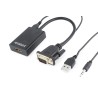 Adapter GEMBIRD A-VGA-HDMI-01 (HDMI F - D-Sub (VGA), Jack stereo 3,5 mm, USB 2.0 M 0,15m kolor czarny)