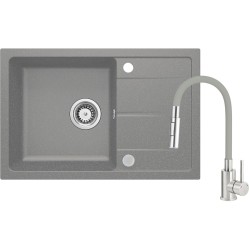 Zlewozmywak granitowy z baterią z giętą wylewką