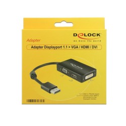 DeLOCK 0.16m DisplayPort/VGA+HDMI+DVI 0,16 m VGA (D-Sub)+ HDMI + DVI Czarny