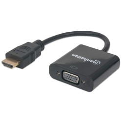 Adapter MANHATTAN HDMI-St. VGA-Bu. bk Polybag