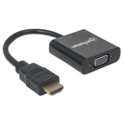 Adapter MANHATTAN HDMI-St. VGA-Bu. bk Polybag