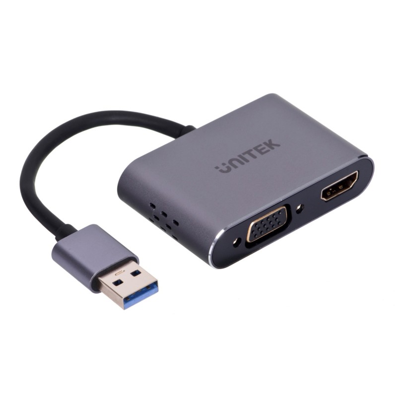 UNITEK ADAPTER USB-A - HDMI & VGA, FULLHD, M/F