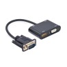 GEMBIRD KONWERTER SYGNAŁU VGA DO HDMI + VGA 0,15M, CZARNY