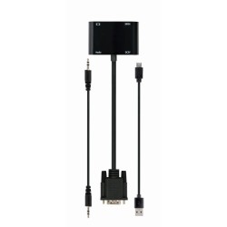 GEMBIRD KONWERTER SYGNAŁU VGA DO HDMI + VGA 0,15M, CZARNY