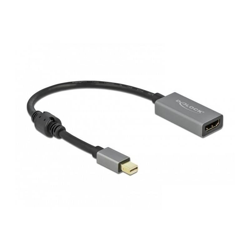 DeLOCK 66570 adapter kablowy 0,2 m Mini DisplayPort HDMI Typu A (Standard) Czarny, Szary