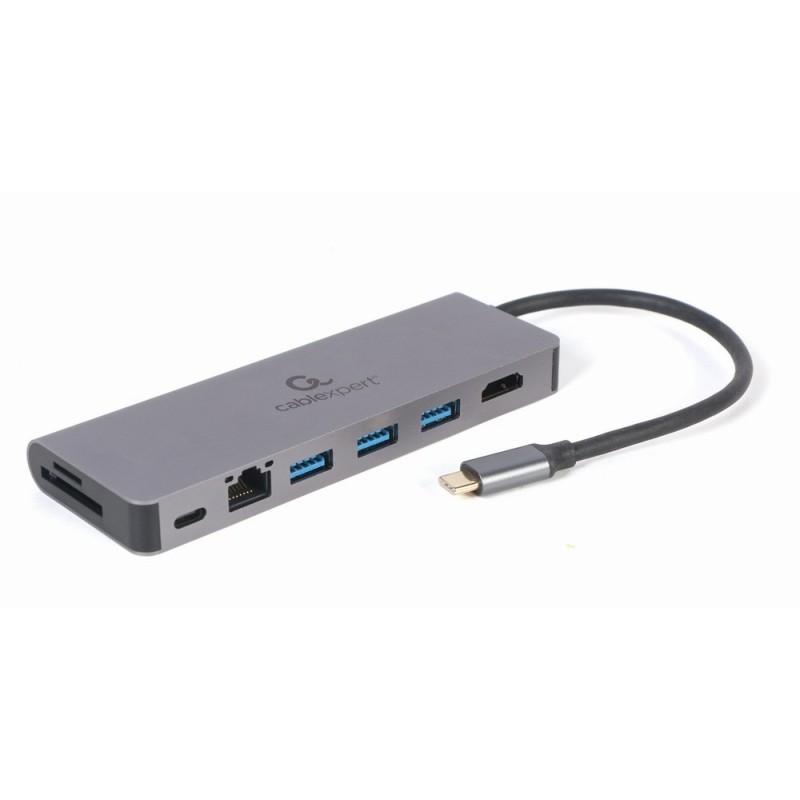 GEMBIRD MULTI ADAPTER USB TYP-C 5W1 HUB, HDMI, CZYTNIK KART, LAN, PD - 100W)