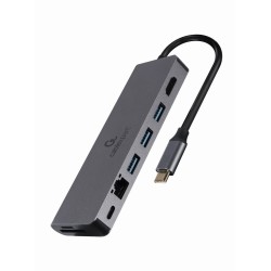 GEMBIRD MULTI ADAPTER USB TYP-C 5W1 HUB, HDMI, CZYTNIK KART, LAN, PD - 100W)