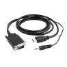 Adapter GEMBIRD A-HDMI-VGA-03-10 (HDMI M - D-Sub (VGA), Jack stereo 3,5 mm M 3m kolor czarny)