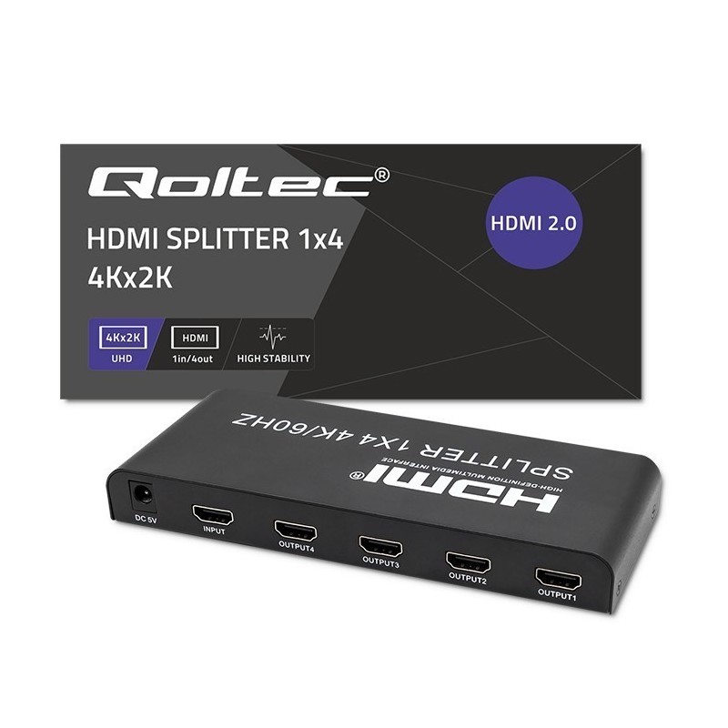 QOLTEC ROZDZIELACZ SPLITTER 4XHDMI 4KX2K | 6GB/S | 60HZ