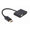 GEMBIRD ADAPTER NA KABLU DISPLAYPORT MĘSKI NA ŻEŃSKI HDMI + ŻEŃSKI VGA CZARNY, 10CM