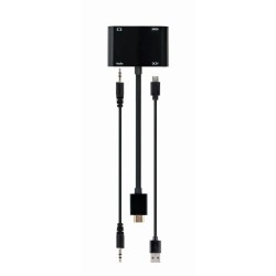 GEMBIRD ADAPTER HDMI MĘSKI DO HDMI ŻEŃSKI + VGA ŻEŃSKI Z AUDIO + PORT ZASILANIA