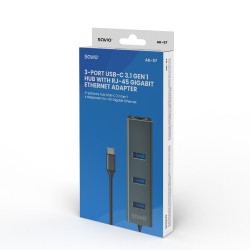 SAVIO AK-57 3-PORTOWY HUB USB-C Z ADAPTEREM RJ-45