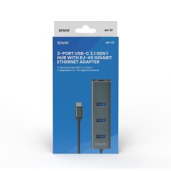 SAVIO AK-57 3-PORTOWY HUB USB-C Z ADAPTEREM RJ-45