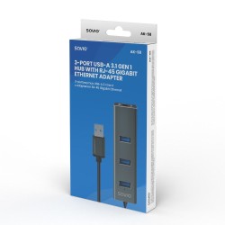 SAVIO AK-58 3-PORTOWY HUB USB-A Z ADAPTEREM RJ-45