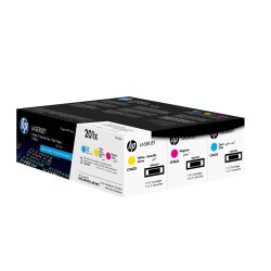 HP 201X – zestaw 3 oryginalnych wkładów z tonerem LaserJet XL, błękitny/purpurowy/żółty