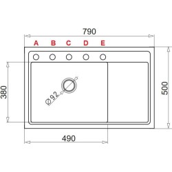 Zlewozmywak granitowy PYRAMIS CAMEA (79x50) 1B 1D L 070168401 volcano