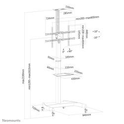 Neomounts by Newstar PLASMA-M1900E uchwyt do tablic informacyjnych 177,8 cm (70") Czarny