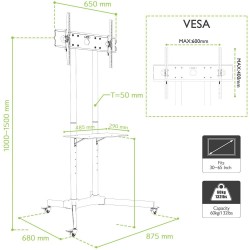 TECHLY STOJAK MOBILNY TV LED/LCD 30-65 CALI 60KG 1