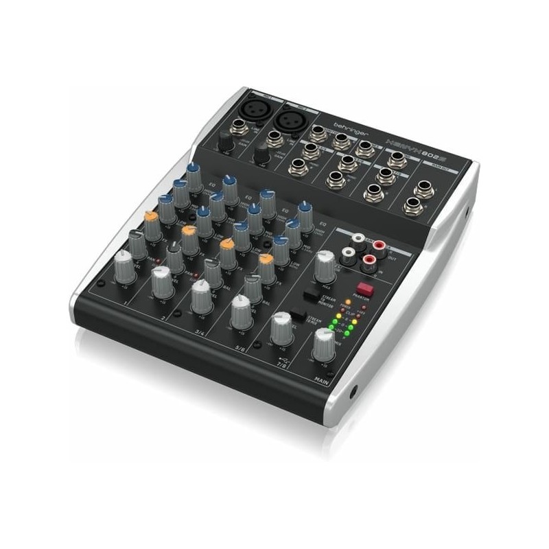 Behringer 802S - 8-kanałowy kompaktowy mikser analogowy z interfejsem USB zaprojektowany specjalnie do obsługi podcastów,