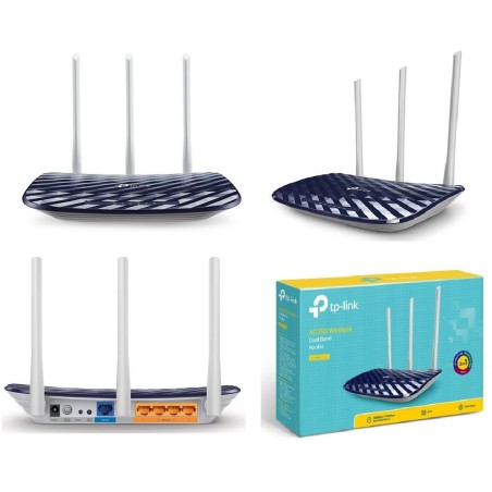 TP-Link Archer C20 AC750 V4.0 router bezprzewodowy Fast Ethernet Dual-band (2.4 GHz/5 GHz) Granatowy (marynarski)